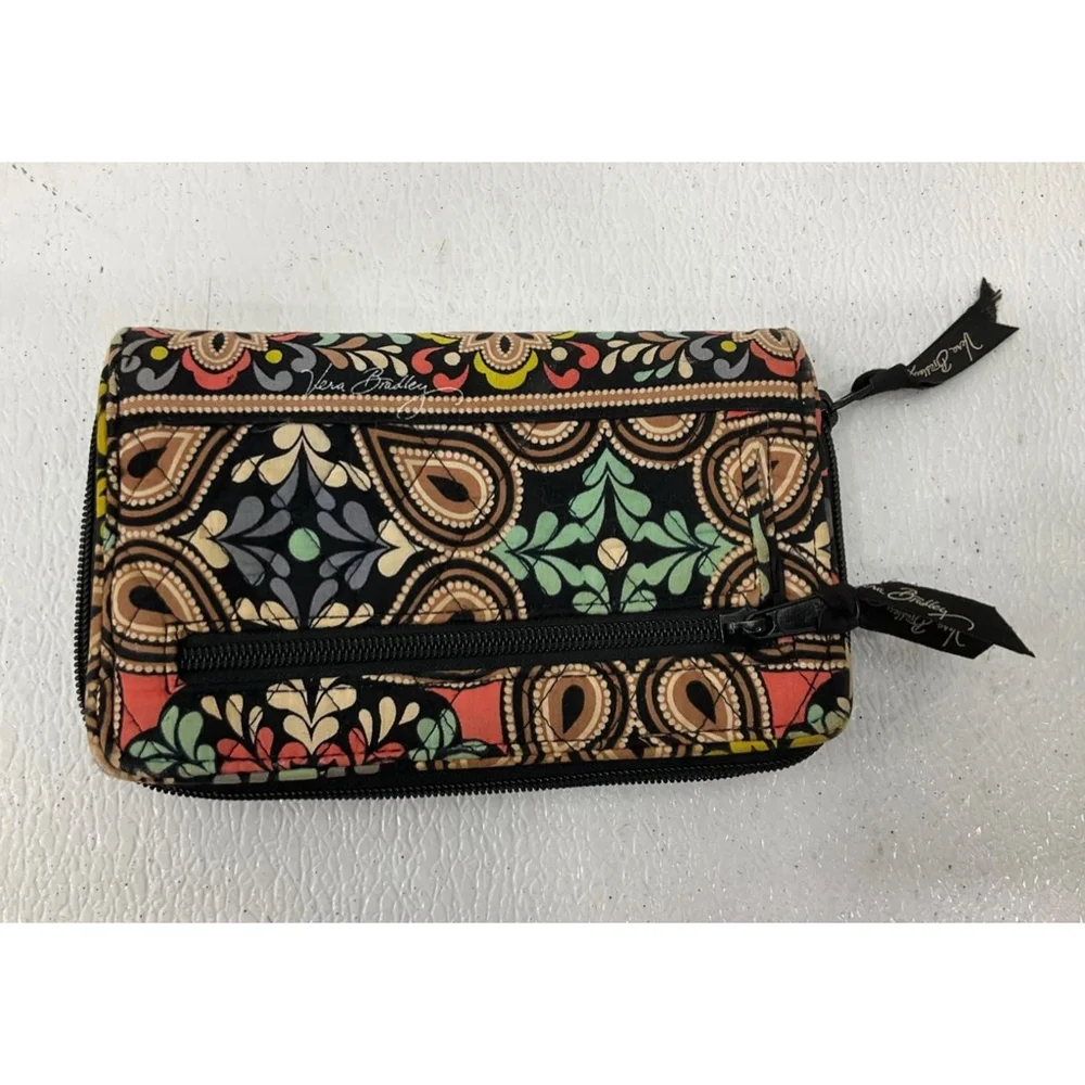 Vera Bradley Womens Multicolor Solid Clutch Wallet Medium Fabric Zip Around - Picture 2 of 3
